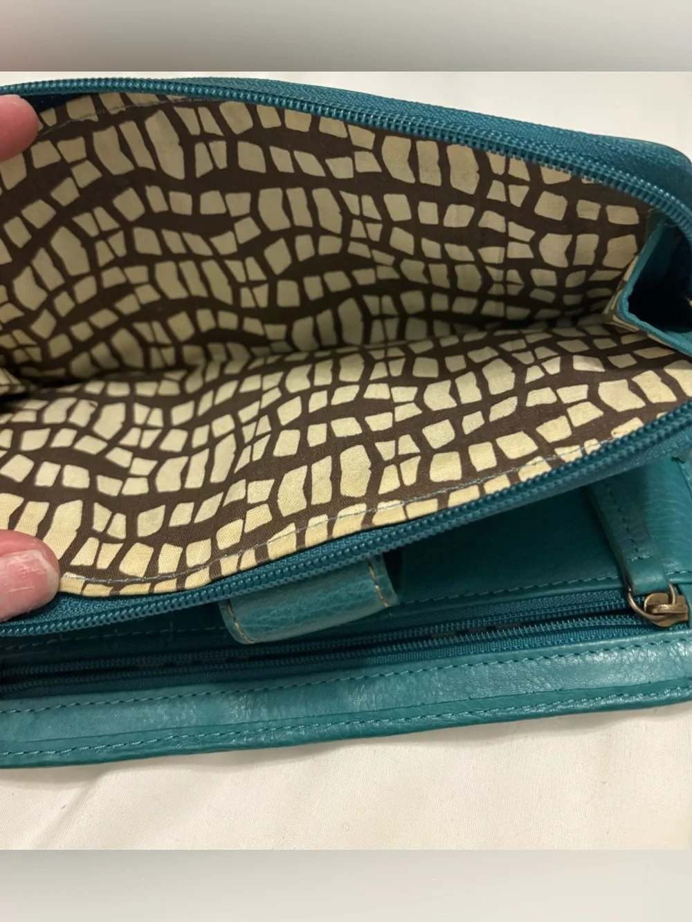 Fossil Teal Leather Clutch Wallet